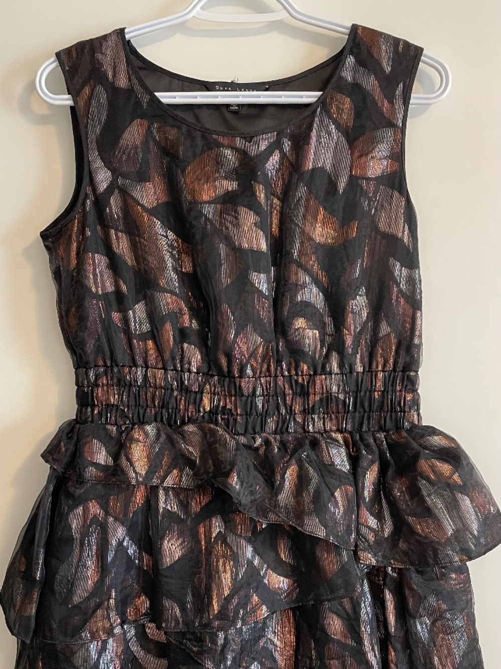 Dora Landa Metallic Tiered Ruffled Mini Dress